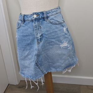 Zara Ripped Denim Skirt size M 28
